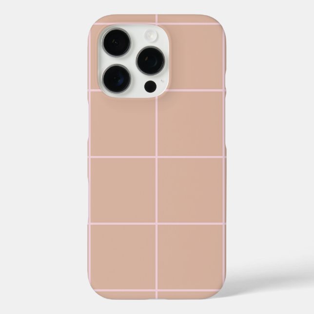 Warm Beige Grid Pattern Minimal Soft Check Design Case-Mate iPhone Case (Back)
