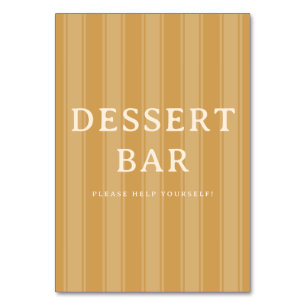 Warm Beige Minimalist Dessert Bar Sign Table Number