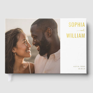 Warm Beige Minimalist Photo Guest Book