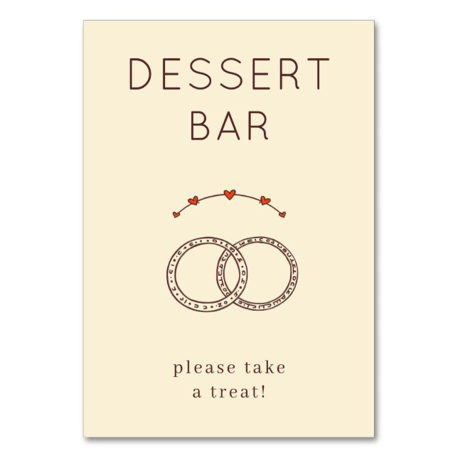 Warm Beige Minimalist Wedding Rings Table Number (Front)