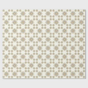 Warm Beige Taupe Floral Medallion Geometric Patter Wrapping Paper