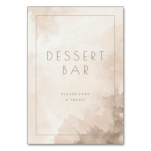 Warm Beige Watercolor Dessert Bar Sign Table Number