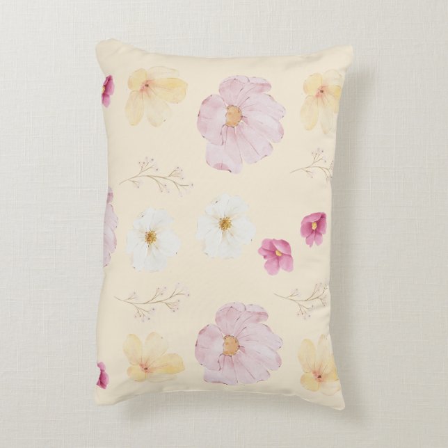 Warm Bloom Floral Throw Pillow Case (Back(Vertical))