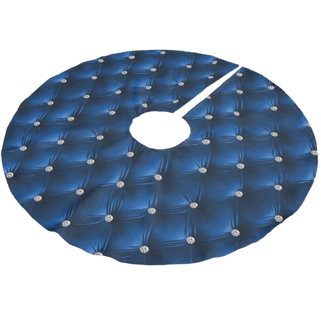 Warm Blue Faux Velvet Brushed Polyester Tree Skirt (Angled)