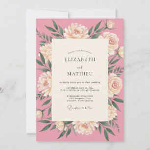 Warm Blush Peony Wedding Invitation