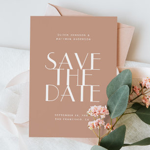 Warm Blush Romantic Wedding   Modern Photo & QR Save The Date