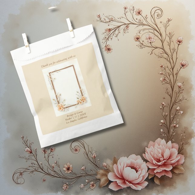 Warm Botanical Beige Wedding  Favour Bag (Creator Uploaded)