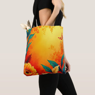 Warm Botanical Bloom Tote Bag