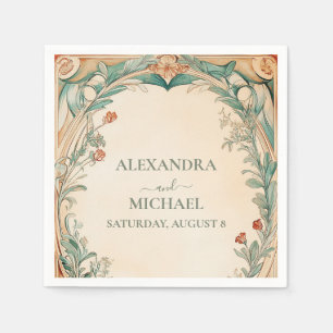 Warm Botanical Frame wedding Napkin