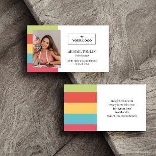 Warm Bright Colors Logo Personal Photo Business Card
