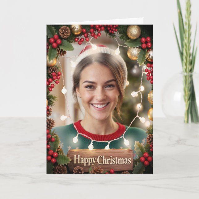 Warm & Bright Family Photo Christmas Card Light (Front)