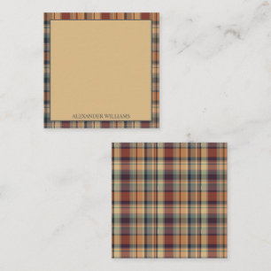 Warm Brown and Cream Plaid Personalized Card