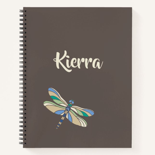 Warm Brown Dragonfly Name Notebook (Front)