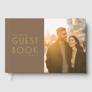 Warm Brown Elegant Photo Guest Book