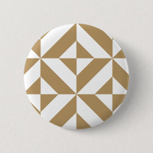 Warm Brown Geometric Deco Cube Pattern 2 Inch Round Button