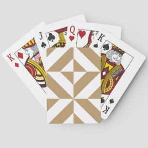 Warm Brown Geometric Deco Cube Pattern Playing Cards