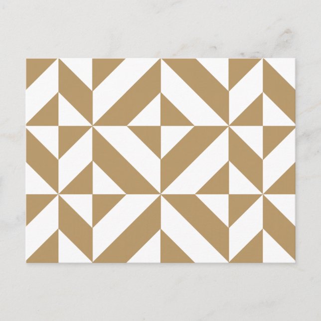 Warm Brown Geometric Deco Cube Pattern Postcard (Front)