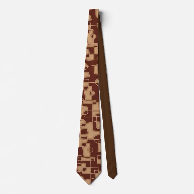 Warm brown grid pattern tie (Front)