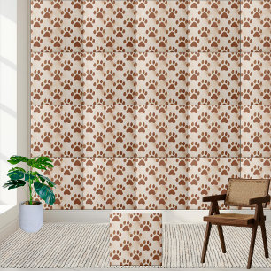 Warm Brown Paw Print Tile