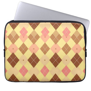 Warm Brown Pink Argyle Pattern Laptop Sleeve