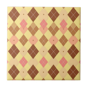 Warm Brown Pink Argyle Pattern Tile