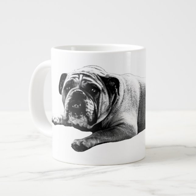Warm Bulldog Morning Large Coffee Mug (Front Left)