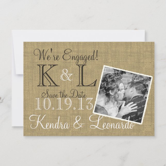 Warm Burlap Rustic Country Save the Date (Front)
