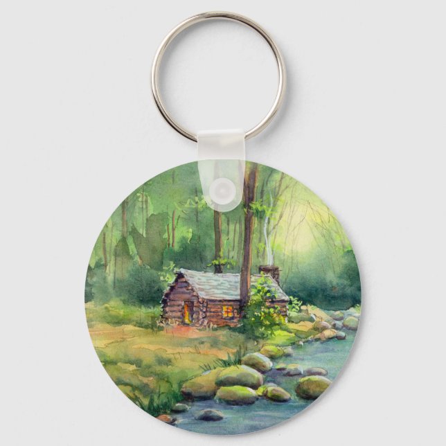 WARM CABIN by SHARON SHARPE Keychain (Front)