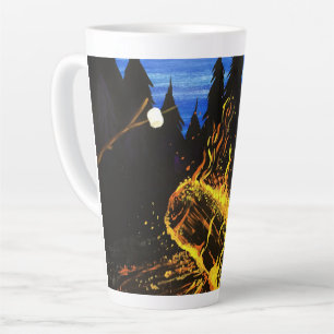 Warm Campfire Sunset Wilderness Scene for Cozy Latte Mug