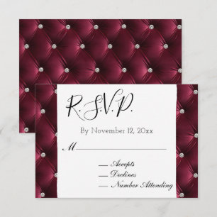 Warm Chic Deep Burgundy Red Velvet Wedding RSVP Enclosure Card
