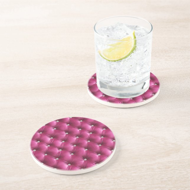 Warm Chic Pink Faux Velvet Coaster (Side)