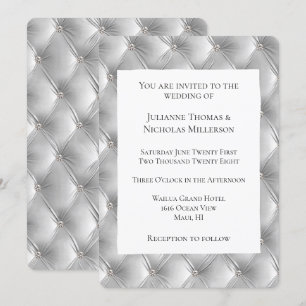 Warm Chic Soft Grey Faux Velvet Wedding  Invitation