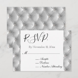 Warm Chic Soft Grey Faux Velvet Wedding RSVP Enclosure Card