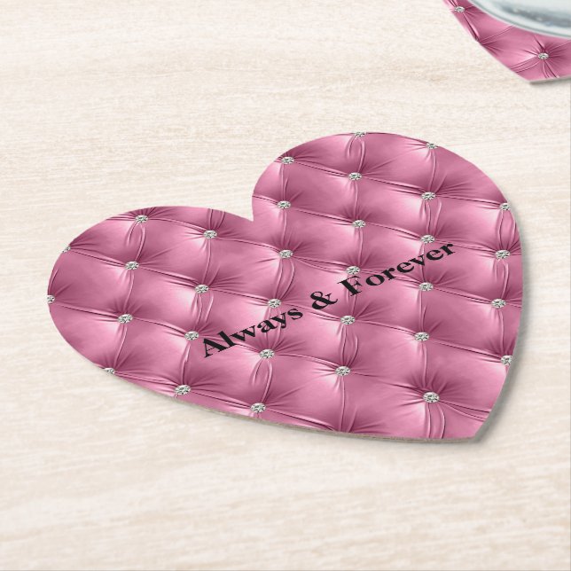 Warm Chic Soft Pink Faux Velvet Paper Coaster (Angled)