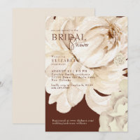 Warm Chocolate Brown Cream Floral Bridal Shower