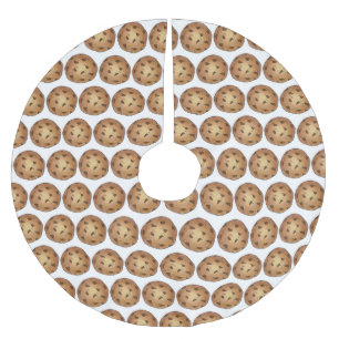 Warm Chocolate Chip Cookies Snack Food Bakery Brushed Polyester Tree Skirt