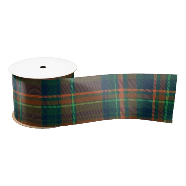 Warm Christmas Navy Blue and Orange Plaid Flannel Satin Ribbon (Spool)