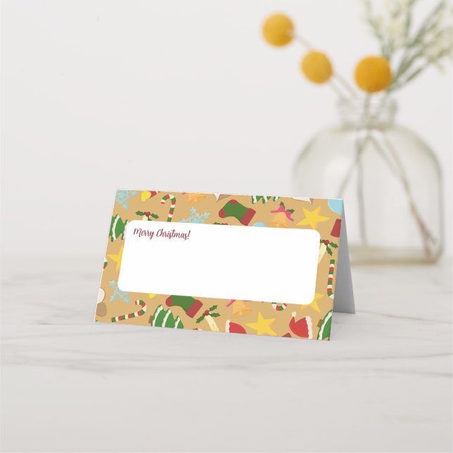 Warm Christmas Place Cards - Dinner Table Decor (Front)