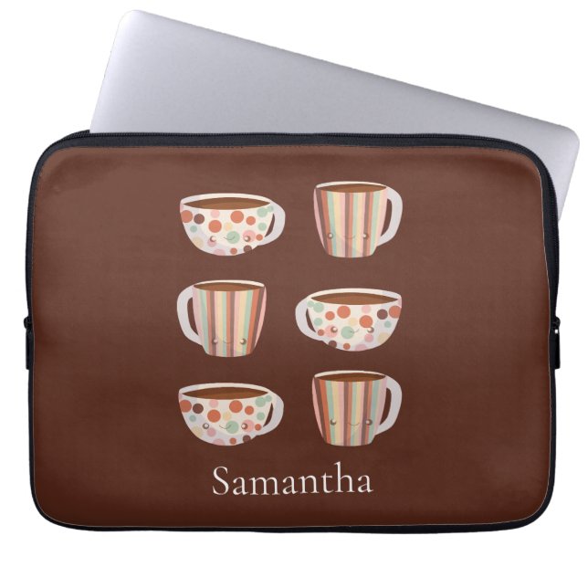 Warm Circle Pattern On Cups Of Coffee Laptop Sleeve (Front)