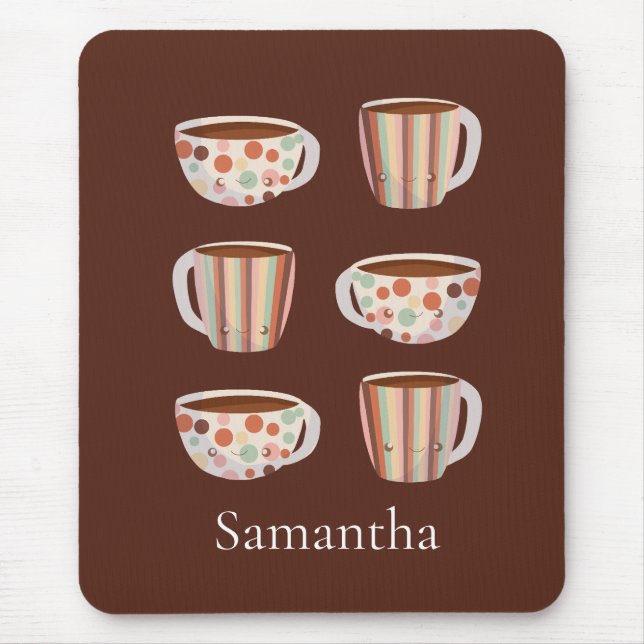 Warm Circle Pattern On Cups Of Coffee Mouse Pad (Front)