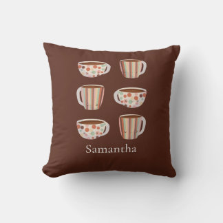 Warm Circle Pattern On Cups Of Coffee Throw Pillow