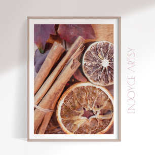 Warm citrus cinnamon cozy fall kitchen wall art
