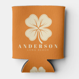 Warm Citrus  Four Leaf Clover with Name Can Cooler