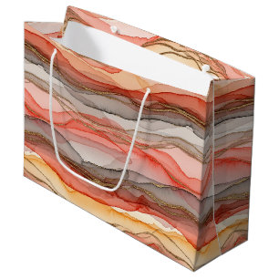 Warm Clay Gold Veined Marble Abstract Large Gift Bag
