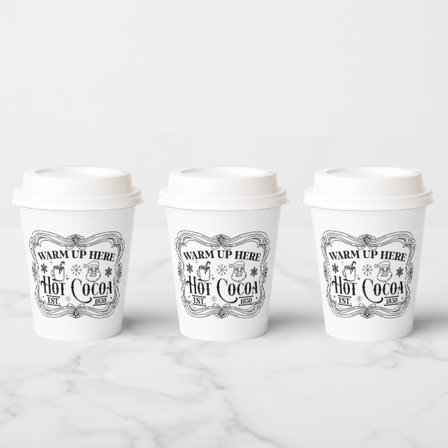 warm cocoa Christmas Santa Holiday Paper Cups (Multi)