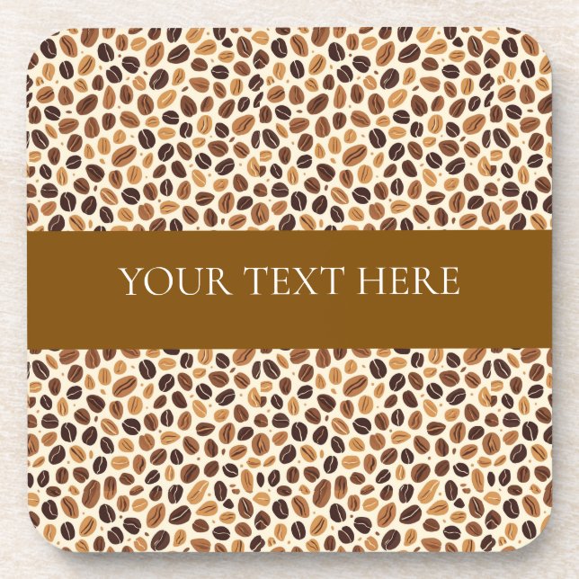 Warm Coffee Bean Roast Tones Seamless Pattern Coaster (Front)