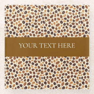 Warm Coffee Bean Roast Tones Seamless Pattern Glass Coaster