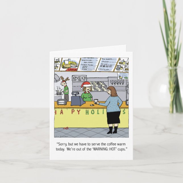 Warm Coffee Holiday Funny Cartoon Christmas Xmas (Front)