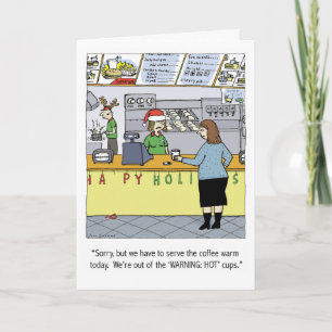 Warm Coffee Holiday Funny Cartoon Christmas Xmas Card