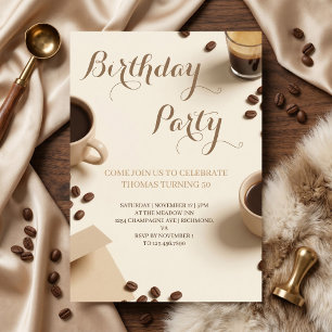 Warm Coffee-Themed Birthday Party Invitation